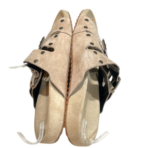 Rebecca Minkoff Triple Strap Tania Studded Slide Sandals Sahara Tan Suede SZ 9.5 - Picture 6 of 9